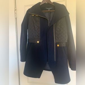 French Connection Navy and Black Jacket with Gold Details Size 6